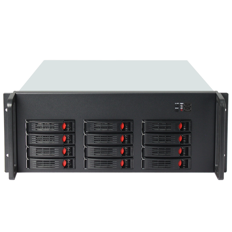Industrial Server rack 4U Storage Chassis for EATX ATX MB with 12 Hot-swap Drive Bays